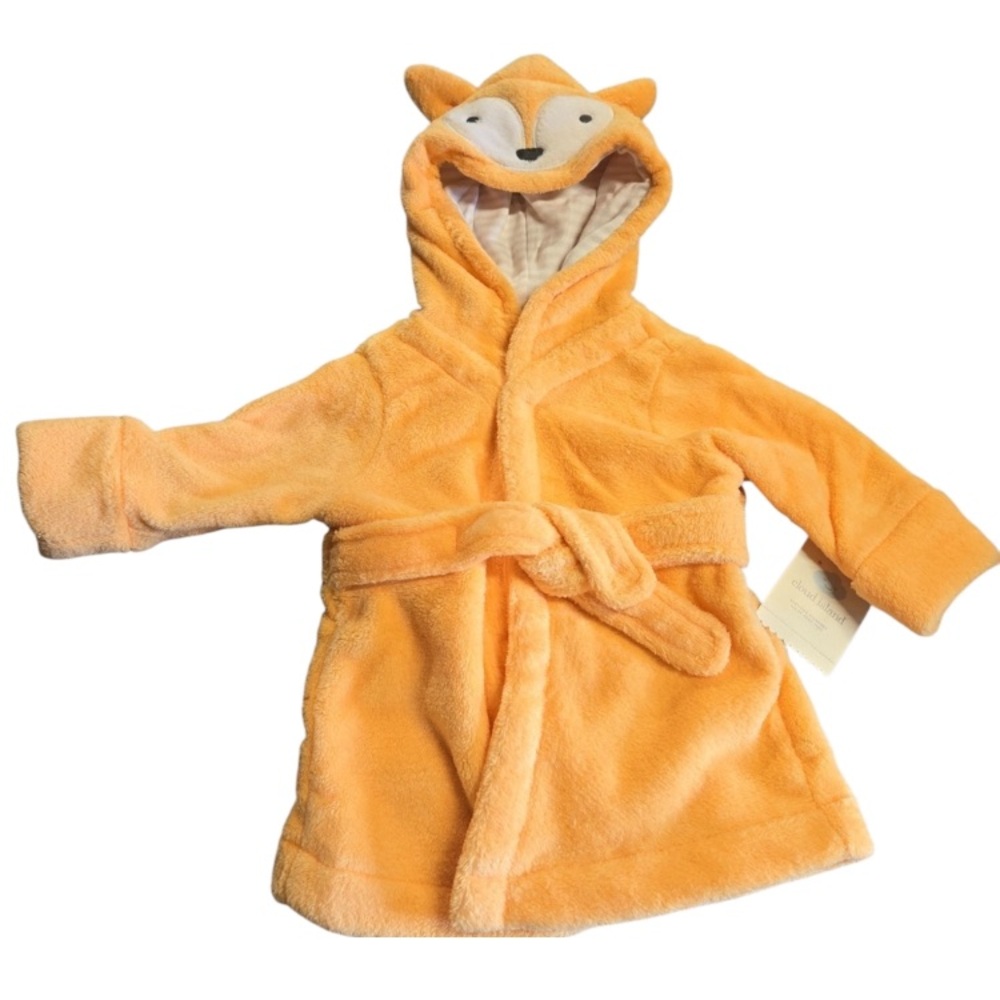 Cloud Island Fox Plush Hooded Robe 6-9 mos - Orange - NWT - Picture 1 of 4
